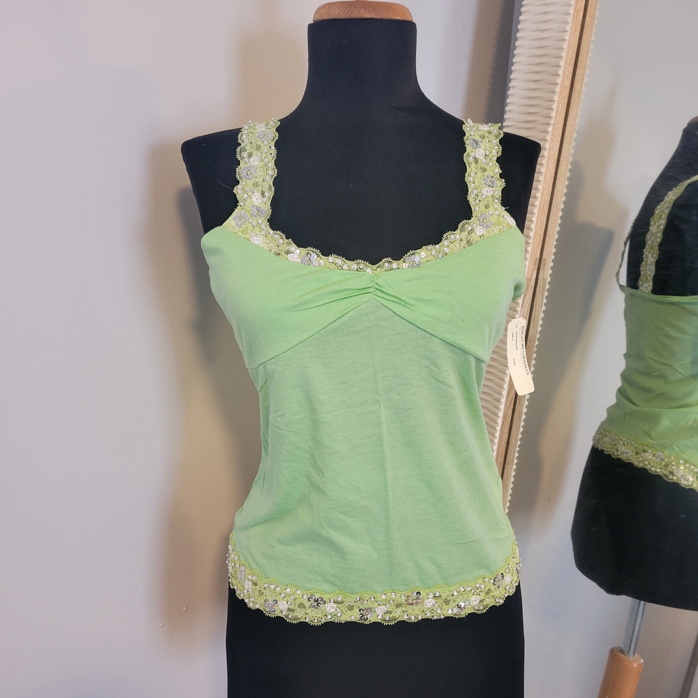 Vintage Camisole, Lace & Sequins, Bergdorf Goodman, Green Size Small